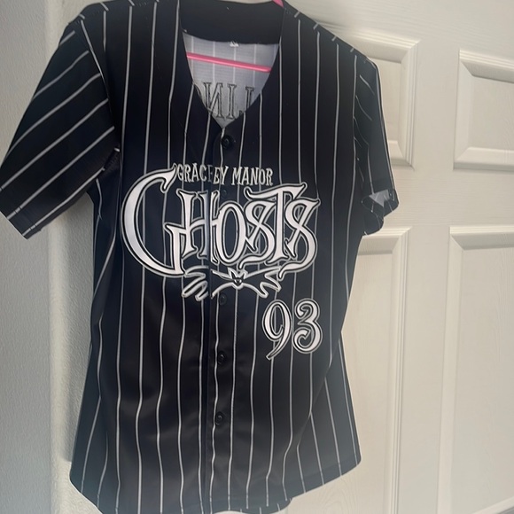 Rare Disney Gracey Manor Ghosts 93 Jersey Large Black Stripes - Picture 10 of 11